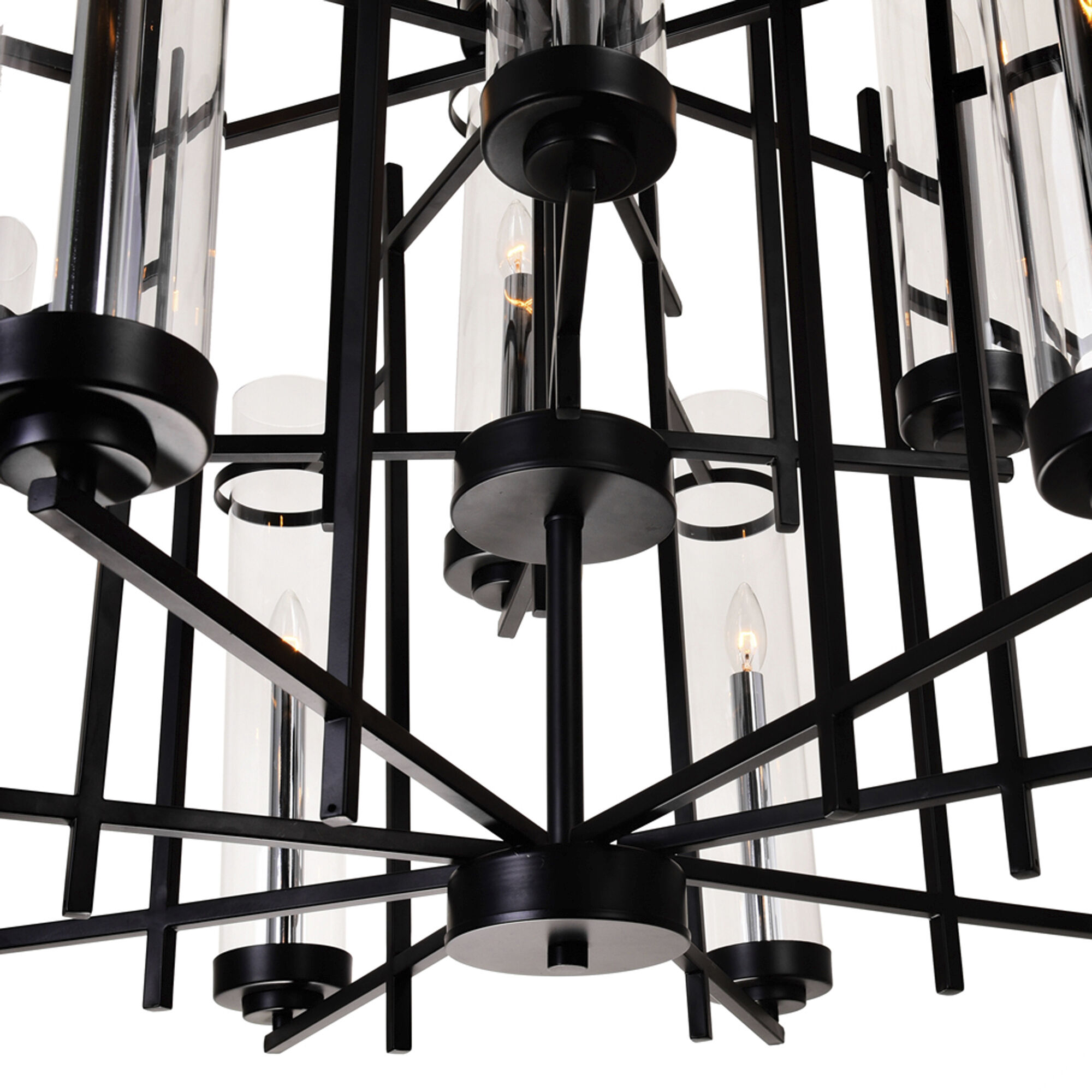 Sierra 12 Light 38 inch Black Up Chandelier Ceiling Light