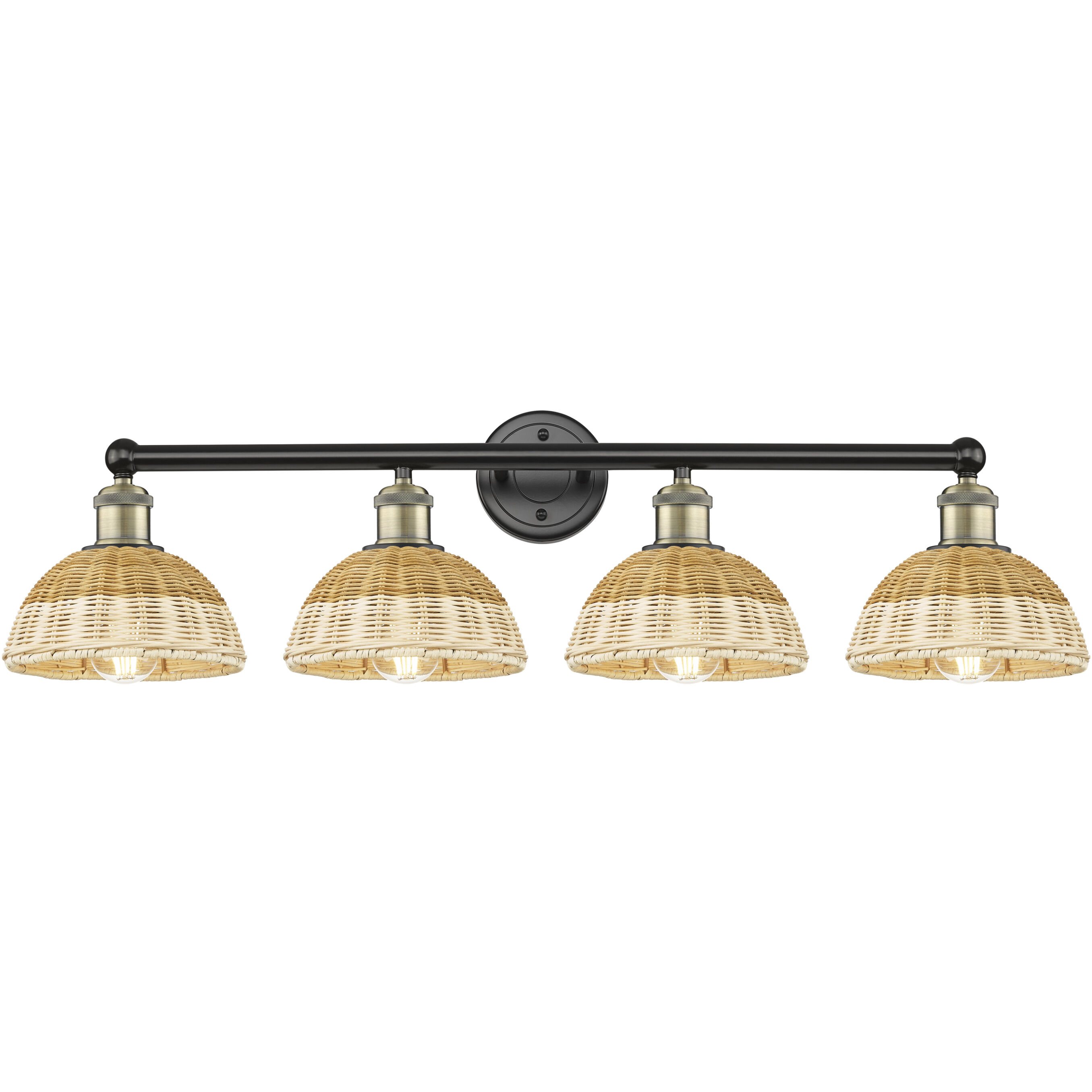 Edison Bristol Natural II 4 Light 35 inch Black Antique Brass Bath Vanity Light Wall Light