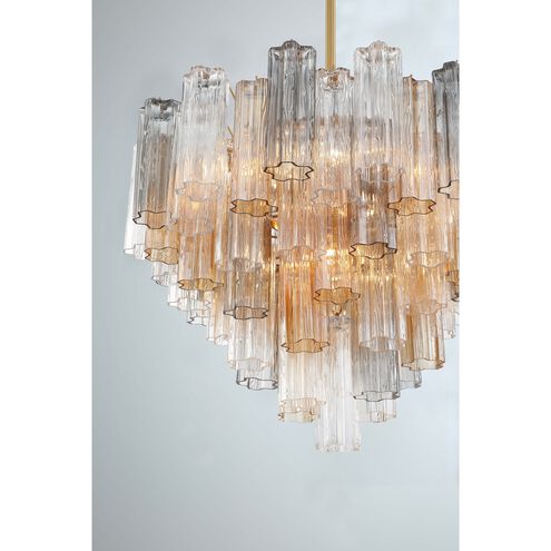 Addis 12 Light 26.75 inch Aged Brass Chandelier Ceiling Light in Tronchi Glass Autumn