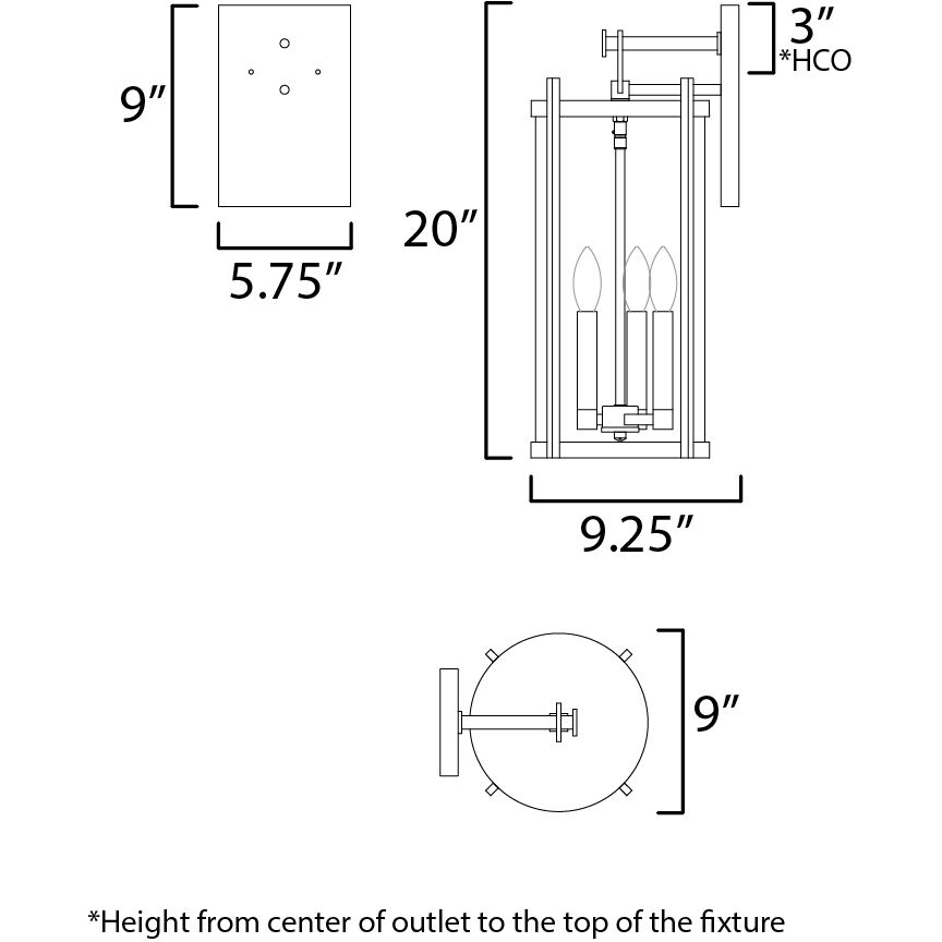 Belfry 3 Light 20 inch Black Outdoor Wall Mount in Hammer