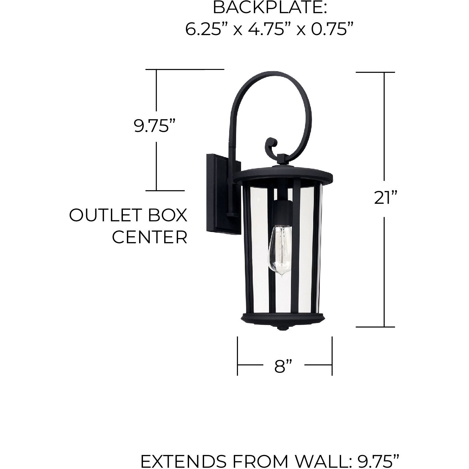 Howell 1 Light 21 inch Black Outdoor Wall Lantern