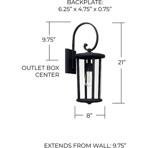 Howell 1 Light 21 inch Black Outdoor Wall Lantern