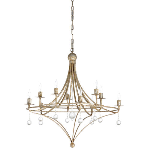 Wildwood 10 Light 33 inch Aged Silver Leaf/Clear Chandelier Ceiling Light