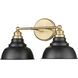 Bishop 2 Light 18 inch Matte Black and Brass Vanity Wall Light