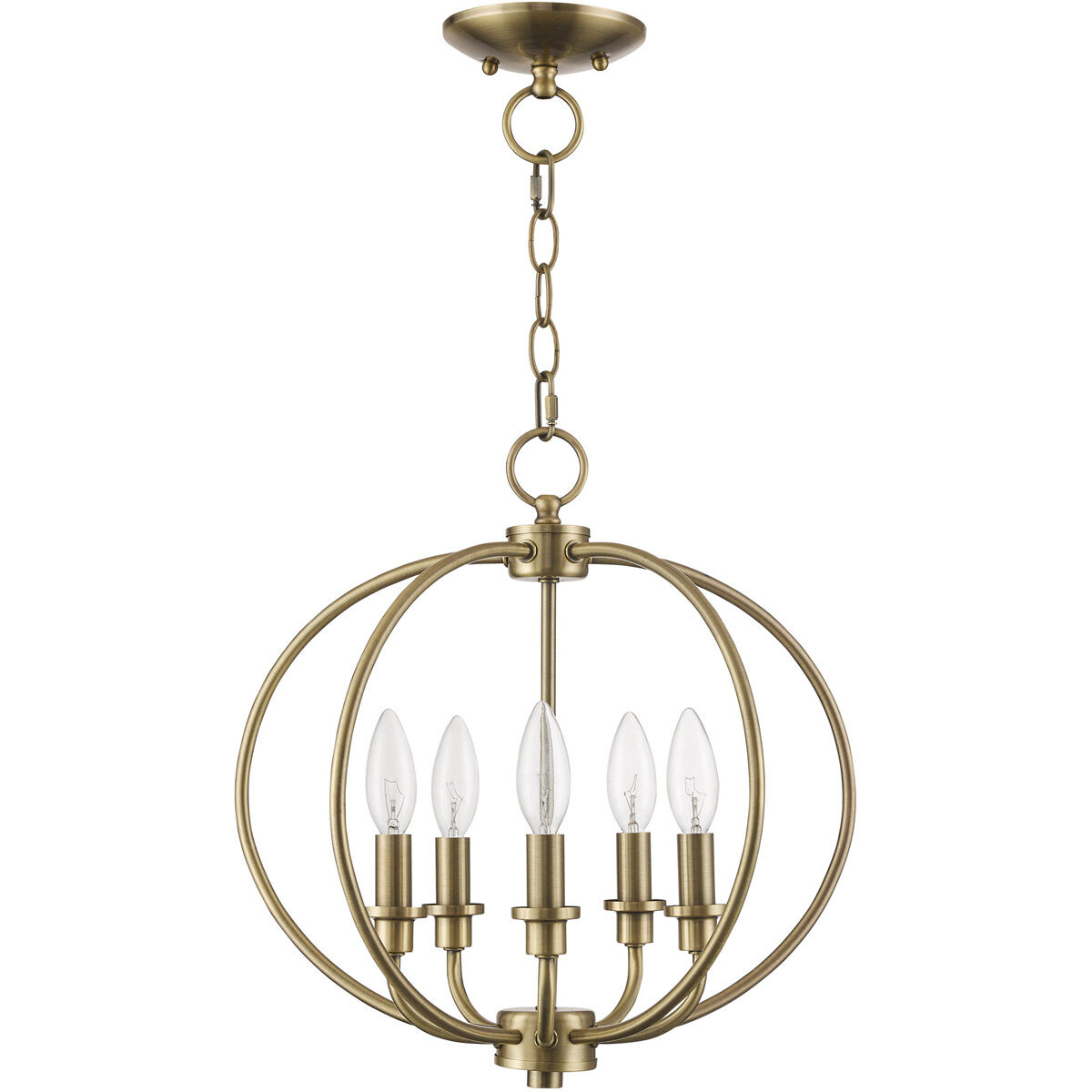 Milania 5 Light 16 inch Antique Brass Convertible Mini Chandelier/Ceiling Mount Ceiling Light