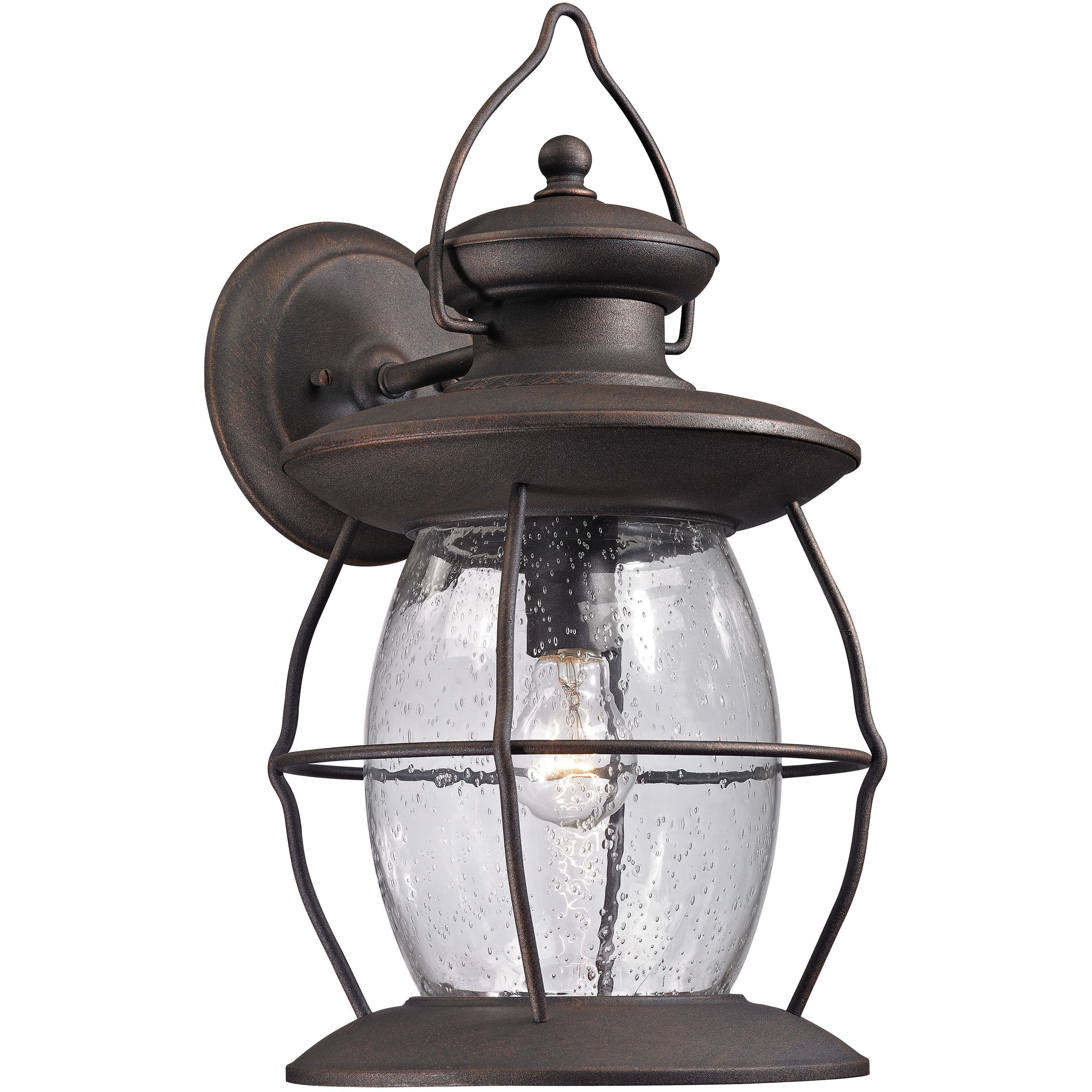 Village Lantern 1 Light 18 inch Weathered Bronze Outdoor Wall Sconce