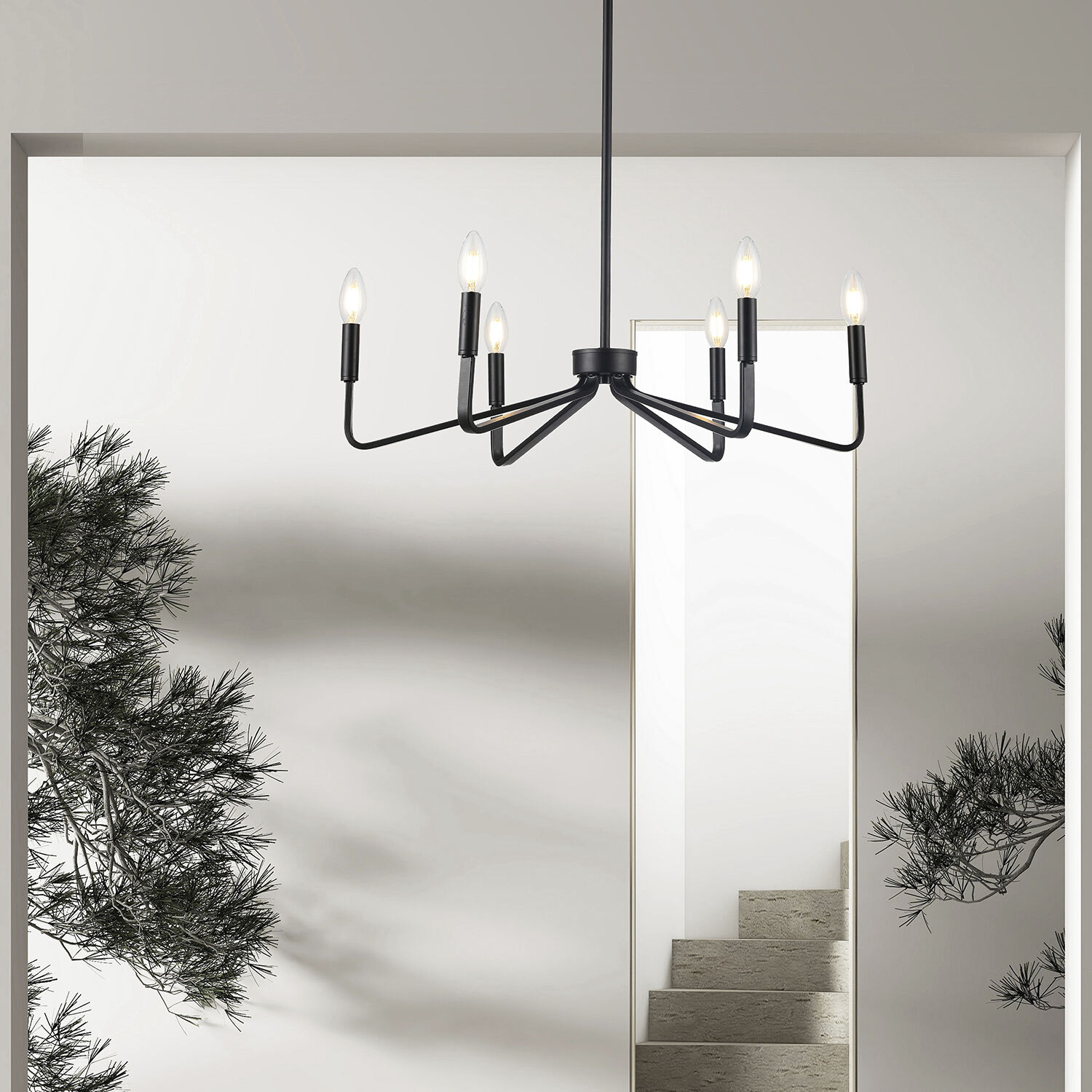 Clayton 6 Light 26 inch Matte Black Chandelier Ceiling Light