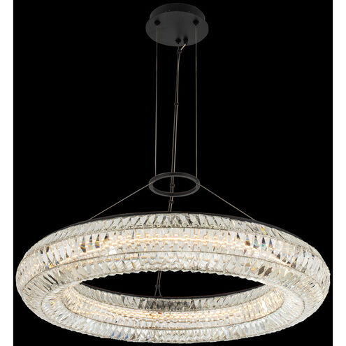 Tamburo LED 34 inch Matte Black with Polished Chrome Pendant Ceiling Light