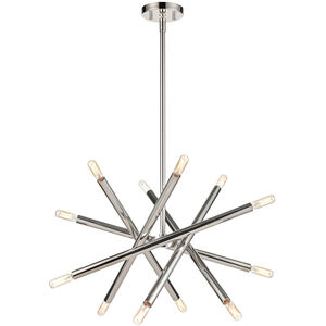 Mandelorian 12 Light 21 inch Polished Nickel Sputnik Chandelier Ceiling Light