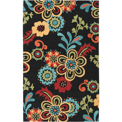 Storm 63 X 39 inch Black/Burnt Orange/Sky Blue Outdoor Rug, Polypropylene