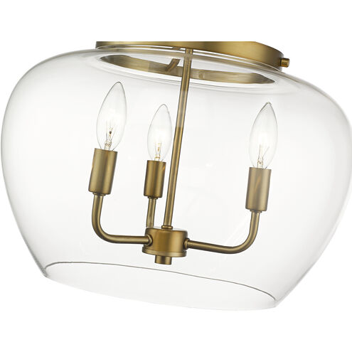 Joliet 3 Light 15.75 inch Olde Brass Semi Flush Mount Ceiling Light