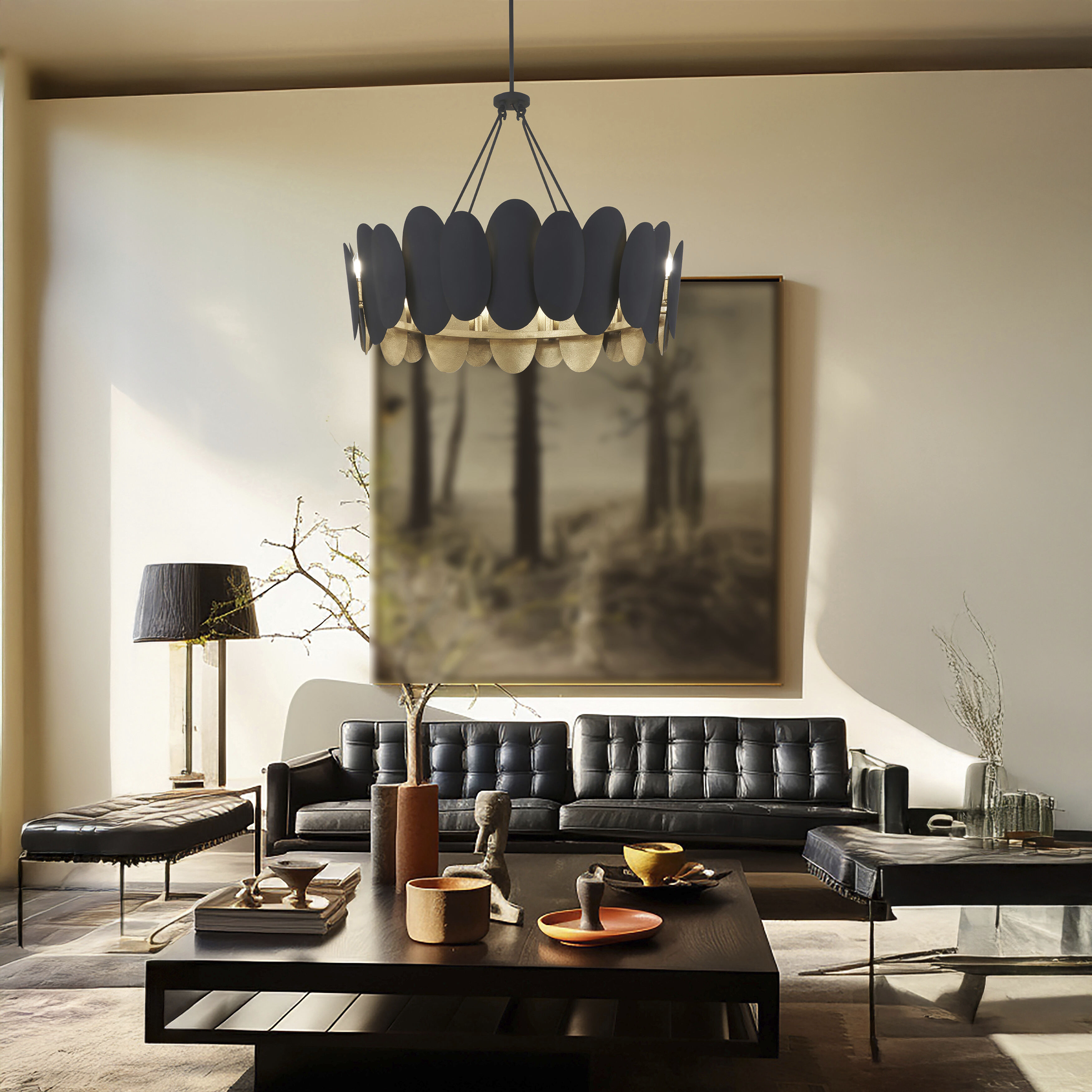 Vailen 12 Light 36 inch Dark Matte Black Pendant Ceiling Light