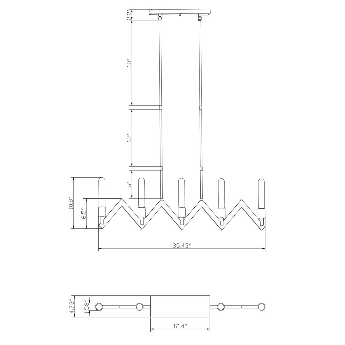 Signature 5 Light 35.5 inch Antique Bronze Island Pendant Ceiling Light