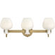 Sylvie 3 Light 24 inch Heritage Brass Bath Light Wall Light