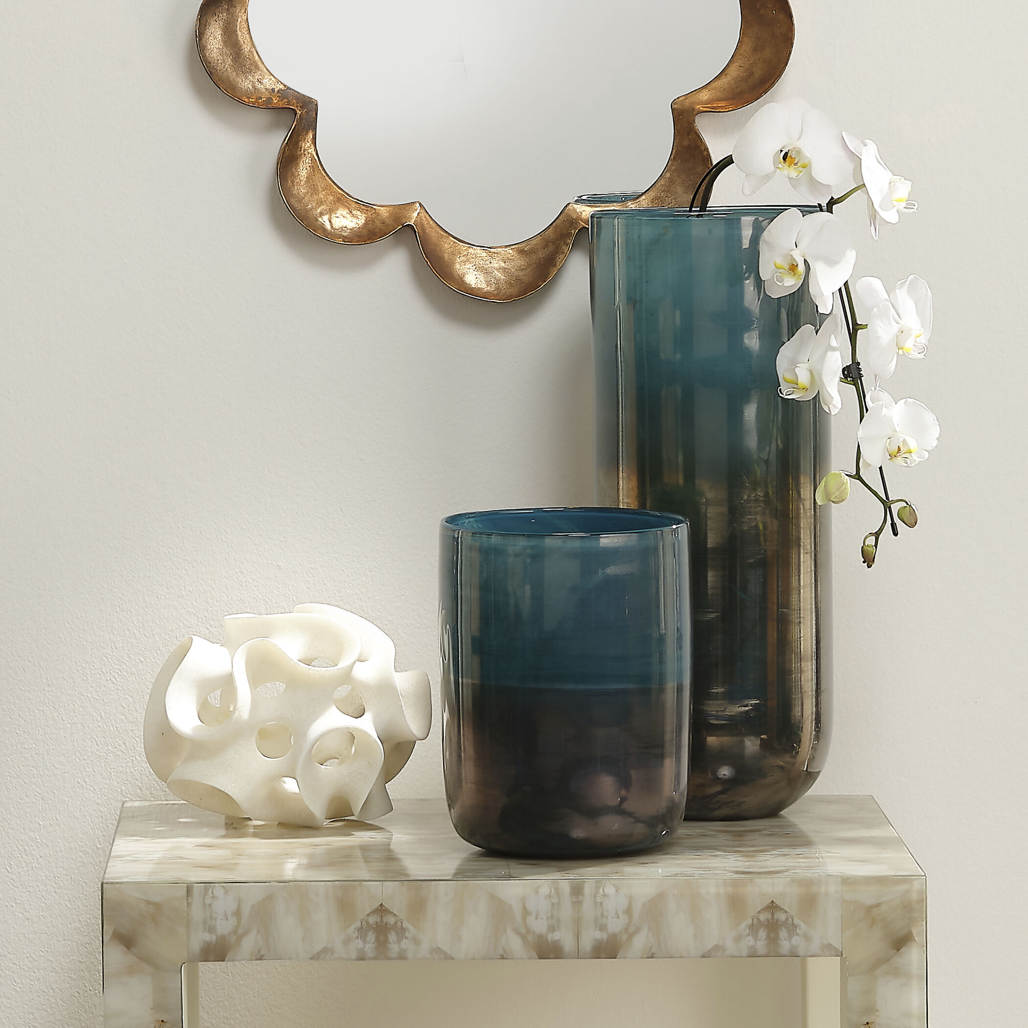 Vapor 20 X 8.5 inch Vase in Metallic Aqua