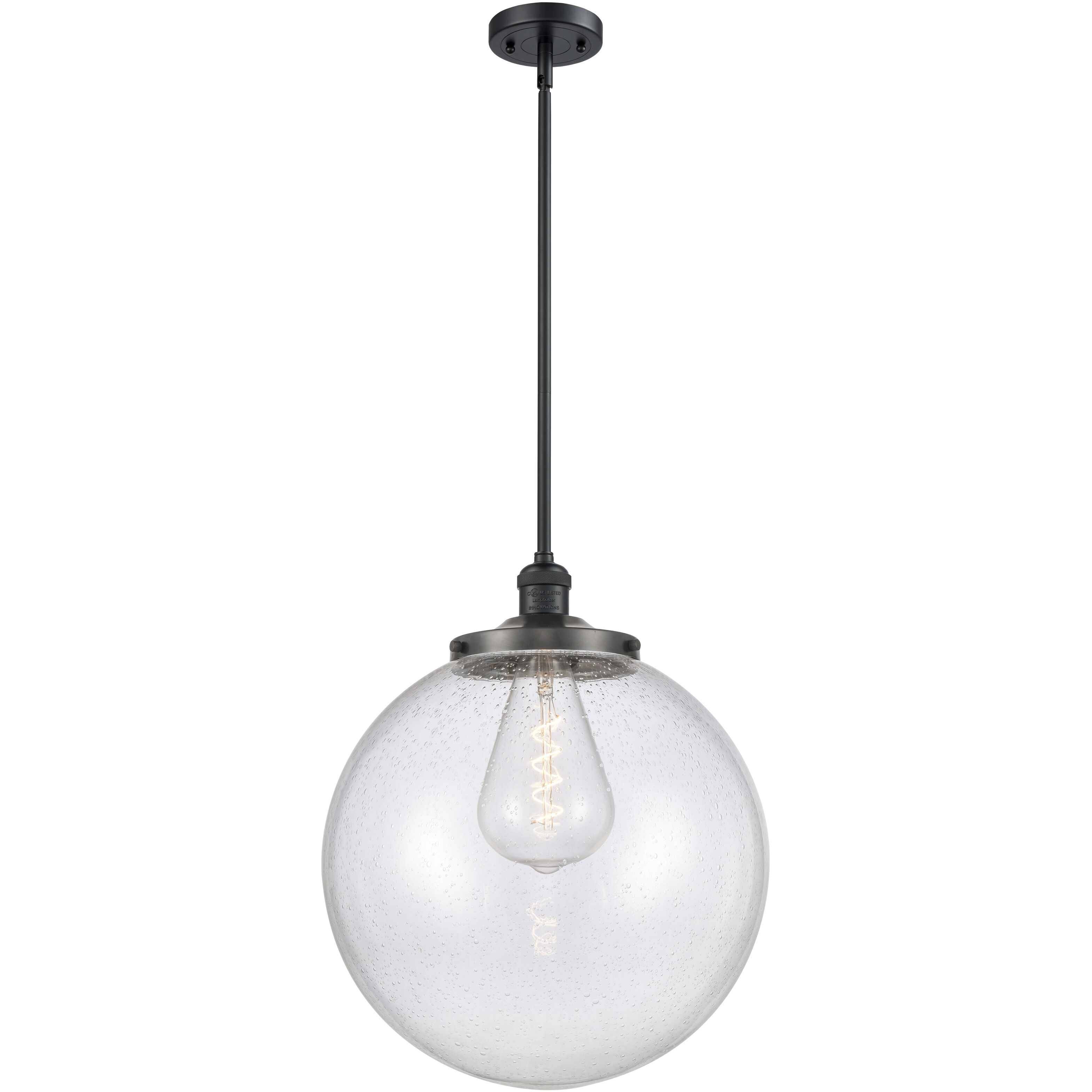 Franklin Restoration Beacon 1 Light 16 inch Matte Black Pendant Ceiling Light in Incandescent, Seedy