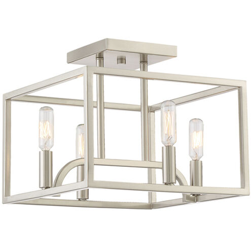 Uptown 4 Light 12 inch Satin Platinum Semi-Flush Ceiling Light