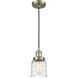 Franklin Restoration Bell LED 5 inch Antique Brass Mini Pendant Ceiling Light in Deco Swirl