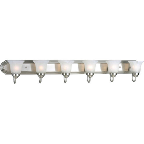 Alabaster Glass 6 Light 48 inch Brushed Nickel Bath Vanity Wall Light