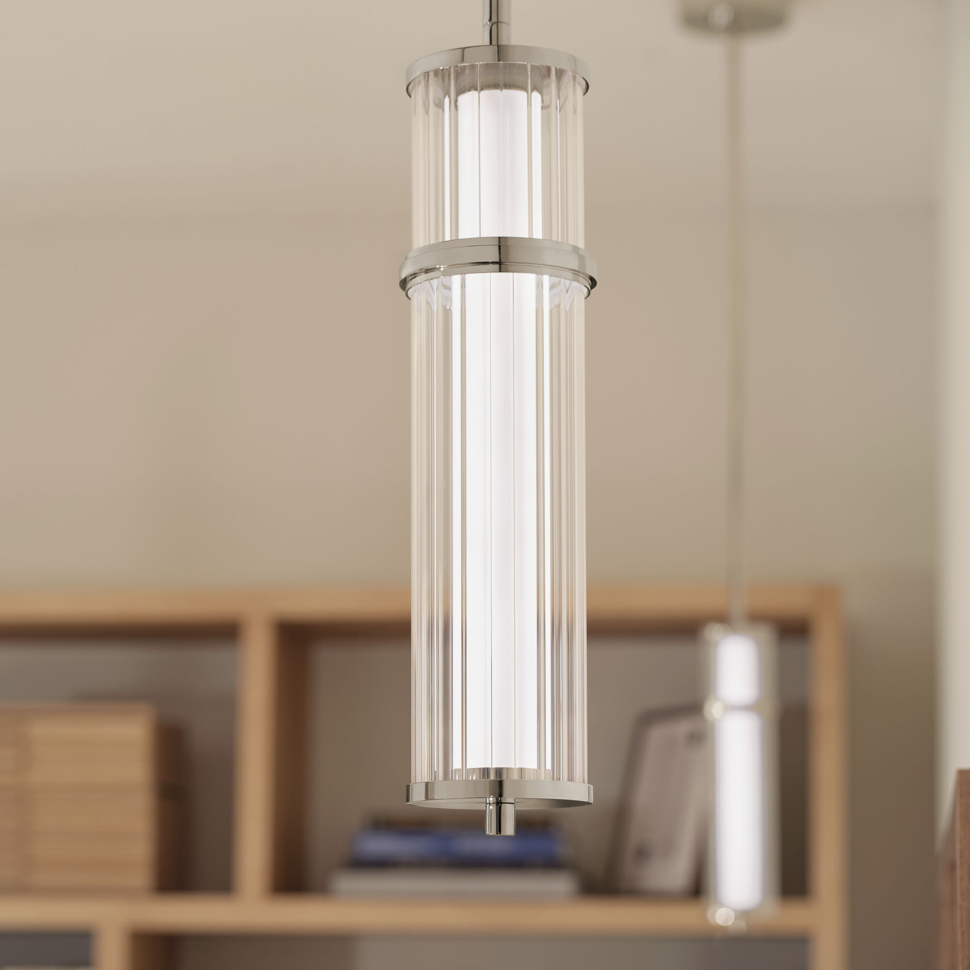 Riven LED Polished Nickel Mini Pendant Ceiling Light