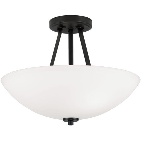 Stewart 2 Light 15.5 inch Matte Black Semi-Flush Ceiling Light
