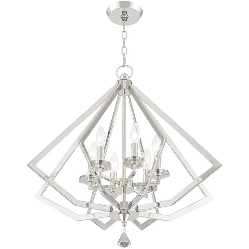 Diamond 6 Light 25 inch Polished Nickel Chandelier Ceiling Light