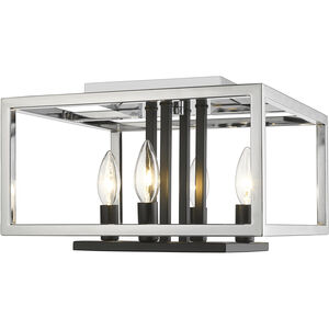 Quadra 4 Light 13 inch Chrome and Black Flush Mount Ceiling Light in 5.25