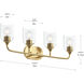 Ilia 4 Light 31 inch Brushed Gold Bath Vanity Wall Light
