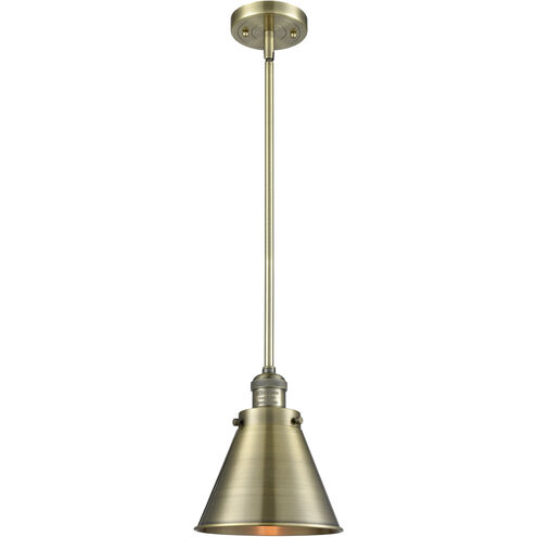 Franklin Restoration Appalachian 1 Light 8 inch Antique Brass Mini Pendant Ceiling Light in Incandescent, Franklin Restoration
