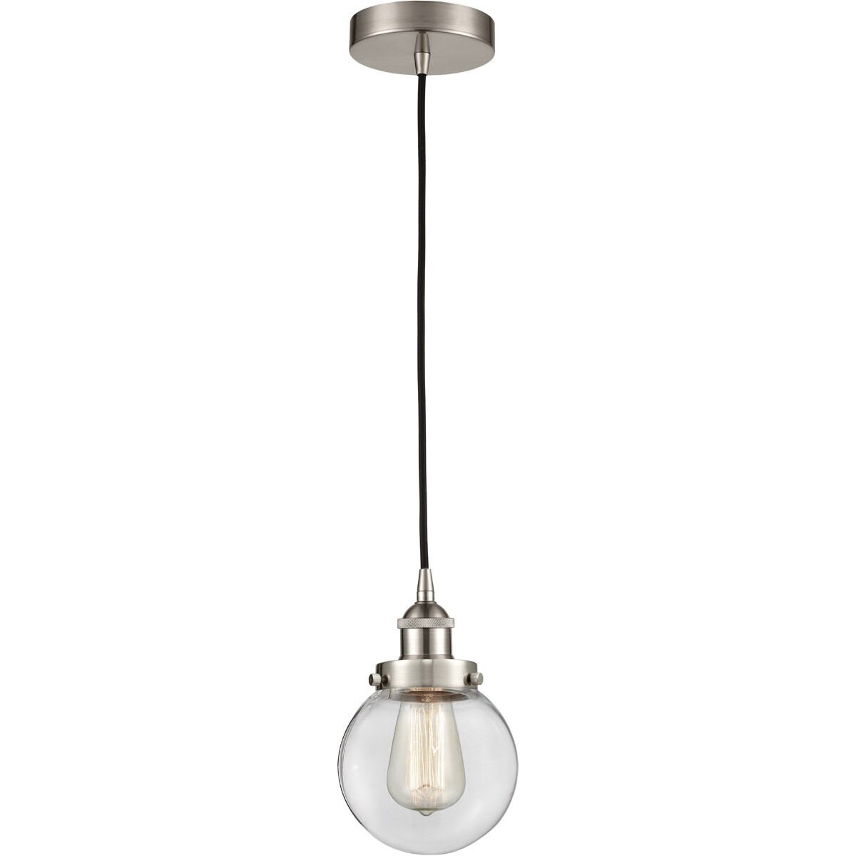 Edison Beacon LED 6 inch Brushed Satin Nickel Mini Pendant Ceiling Light