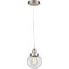 Edison Beacon LED 6 inch Brushed Satin Nickel Mini Pendant Ceiling Light