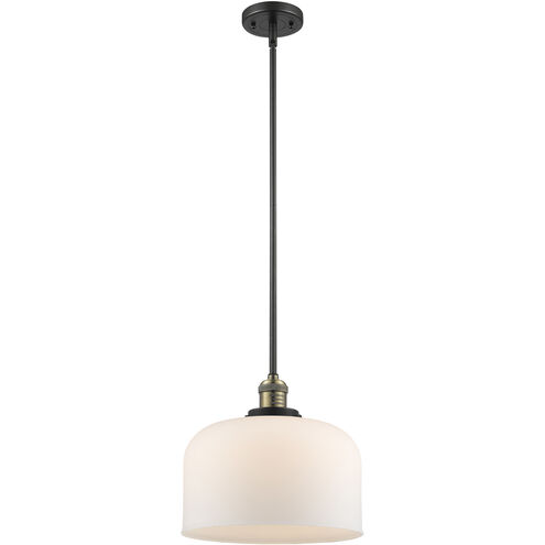 Franklin Restoration Bell 1 Light 12 inch Black Antique Brass Mini Pendant Ceiling Light in Incandescent, Matte White, Franklin Restoration