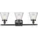 Ballston Small Cone LED 26 inch Matte Black Bath Vanity Light Wall Light in Seedy Glass, Ballston
