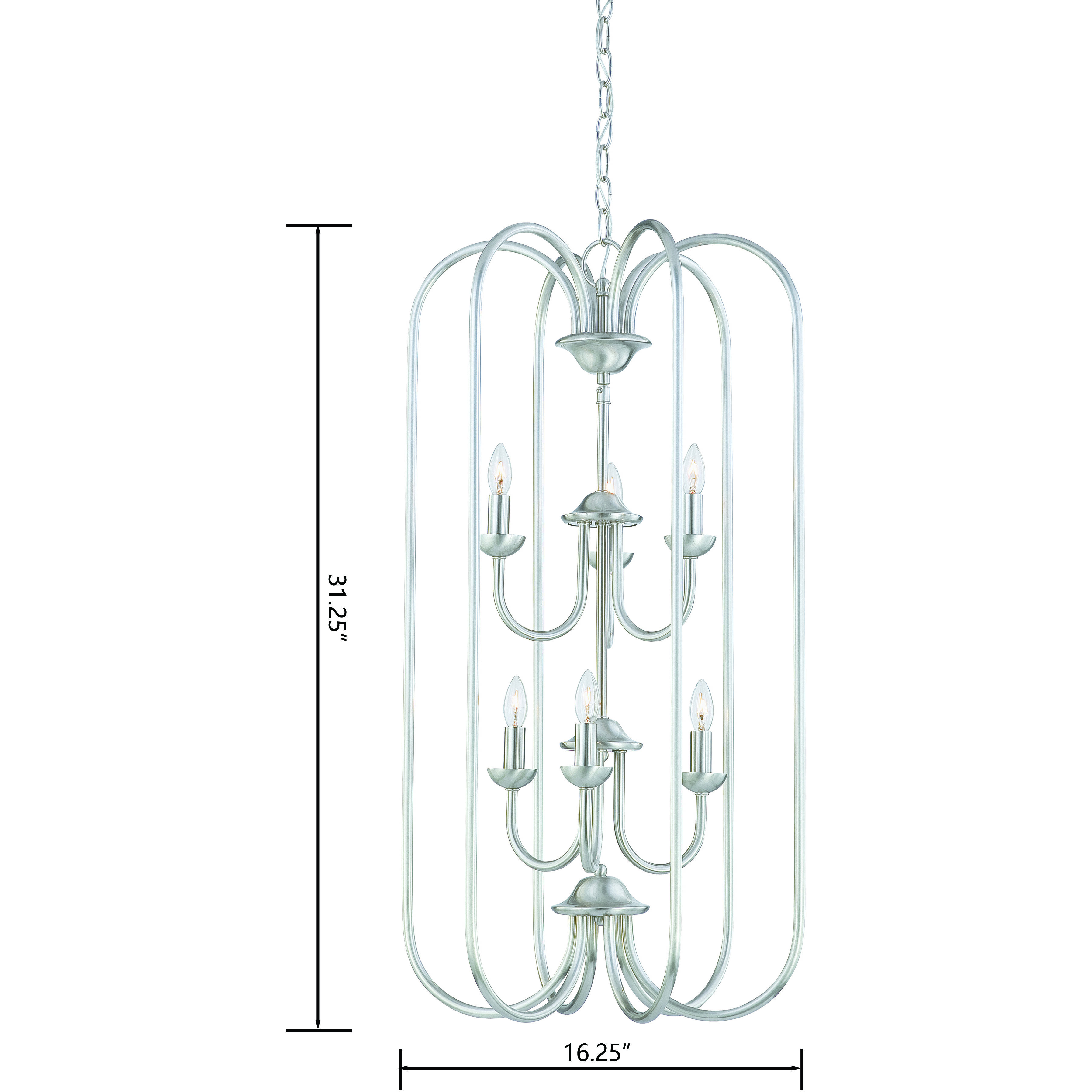Bella 6 Light 16.25 inch Brushed Nickel Chandelier Ceiling Light