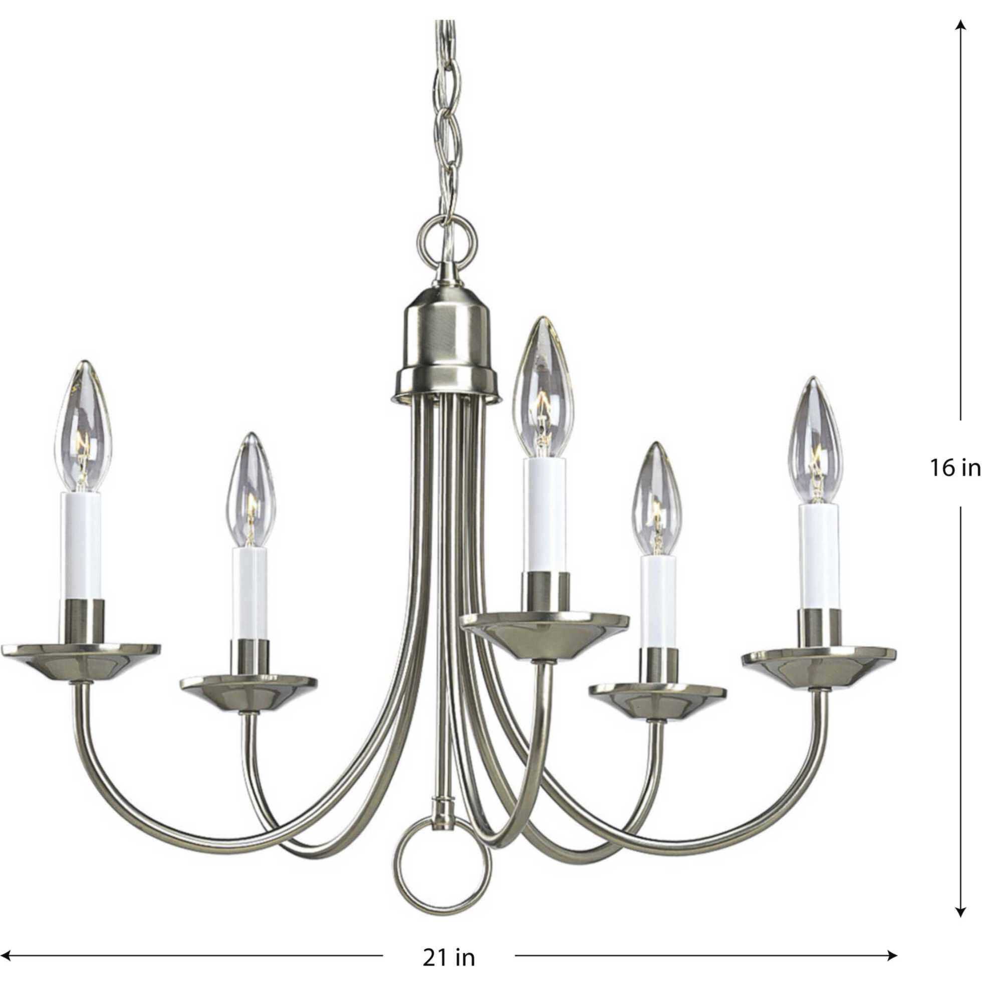 Five Light 5 Light 21 inch Brushed Nickel Chandelier Ceiling Light