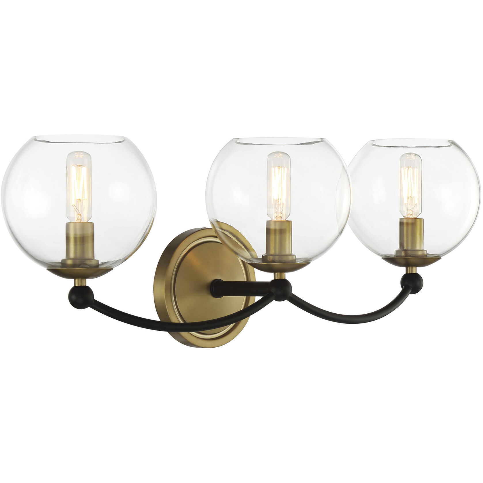 Vantage Kearney Park 3 Light 23 inch Coal and Soft Brass Bath Vanity Wall Light