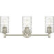 Downtown Urban Crown Point 3 Light 23.88 inch Polished Nickel Bath Vanity Light Wall Light in Deco Swirl