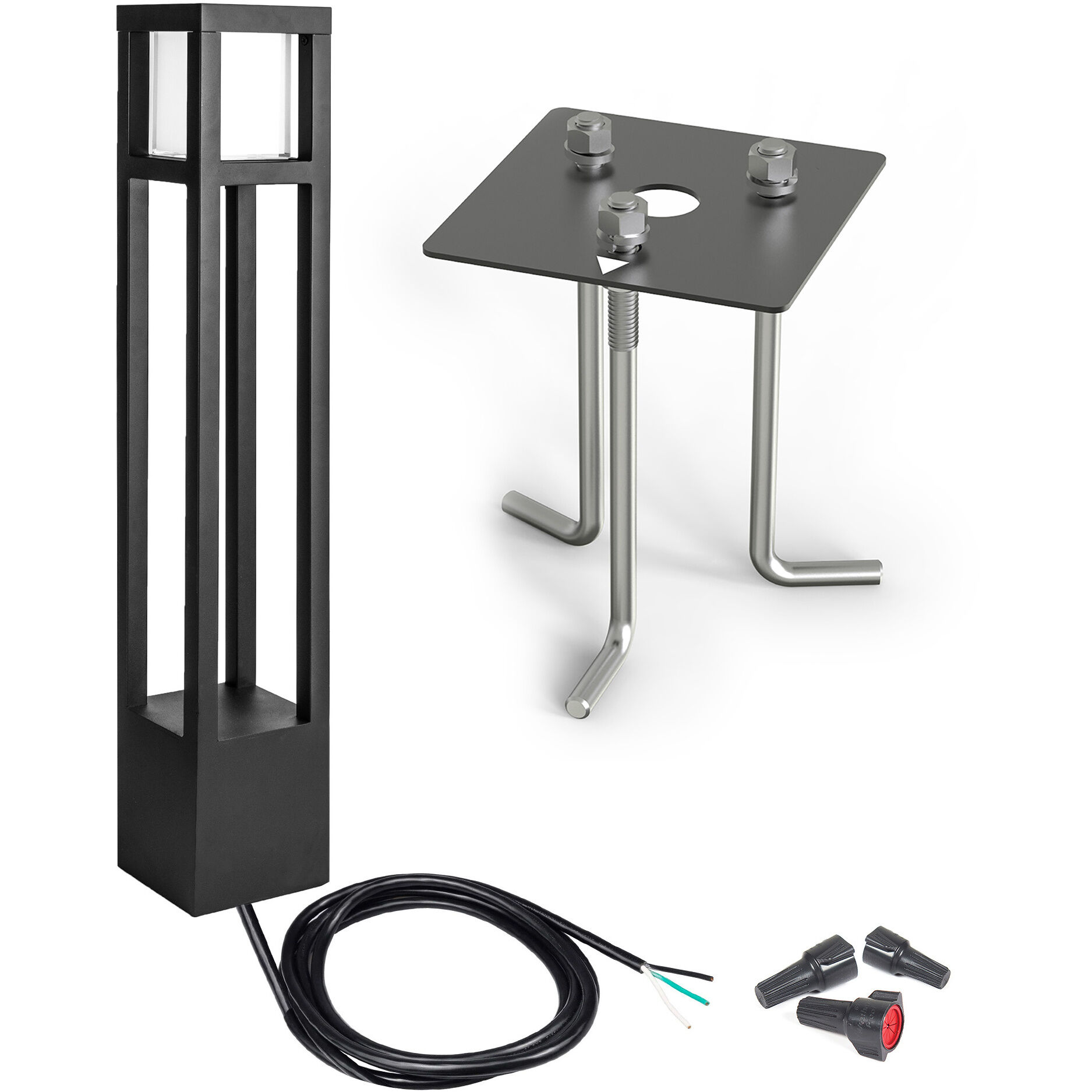 Tower 120 12.5 watt Black Bollard Lighting in 3000K, WAC Landscape