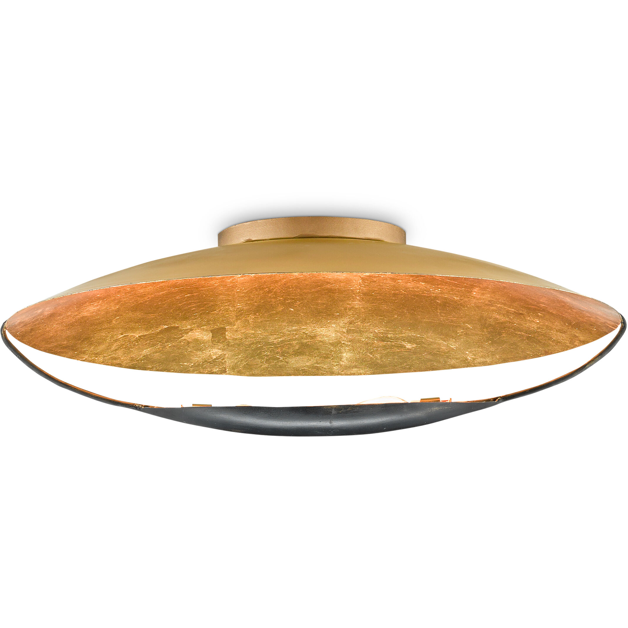 Pinders 2 Light 27.75 inch Contemporary Gold Leaf/French Black Flush Mount Ceiling Light