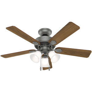 Swanson 44 inch Matte Silver with Autumn Walnut/Natural Wood Blades Ceiling Fan