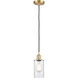 Ballston Clymer 1 Light 4 inch Satin Gold Mini Pendant Ceiling Light in Clear Glass, Ballston