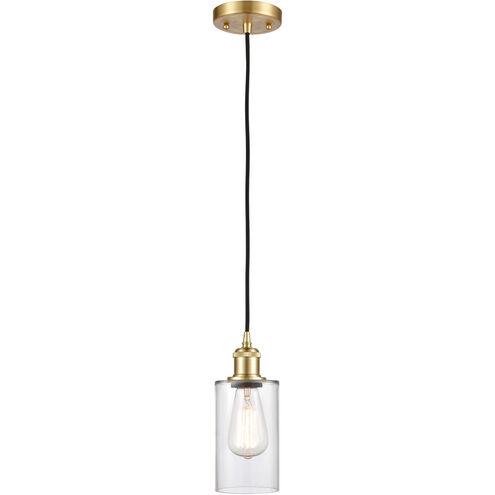 Ballston Clymer 1 Light 4 inch Satin Gold Mini Pendant Ceiling Light in Clear Glass, Ballston