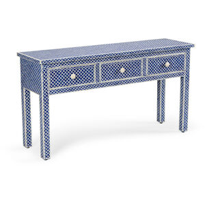 Chelsea House 56 inch Blue/White/Fish Scale Pattern Console Table