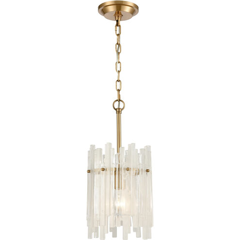 Brinicle 1 Light 8 inch White with Aged Brass Mini Pendant Ceiling Light