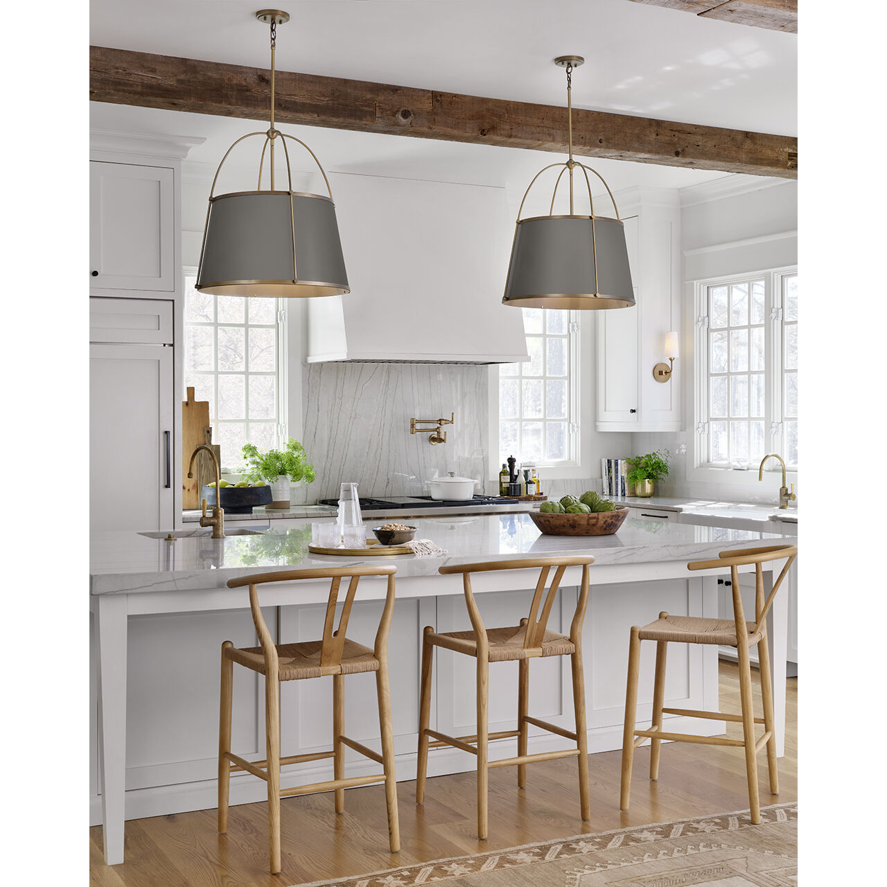 Clarke 4 Light 24.5 inch Lacquered Dark Brass with Dark Matte Grey Indoor Chandelier Ceiling Light