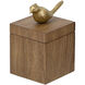 Anita 3.9 inch Brown Ash Veneer and Gold Decorative Storage Box