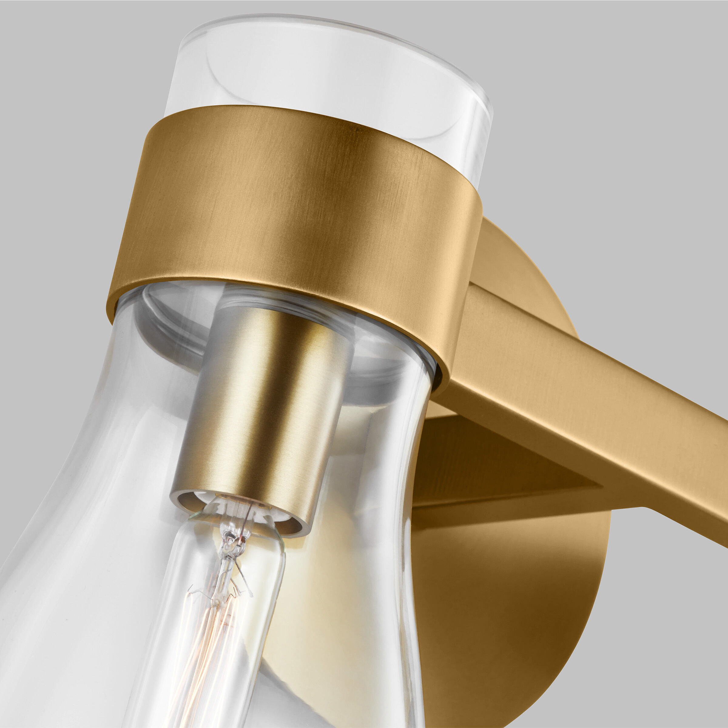 AERIN Moritz Bath Vanity Wall Sconce Wall Light in Burnished Brass, Clear Glass