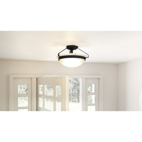 Elderwood 2 Light 15 inch Matte Black Semi-Flush Mount Ceiling Light