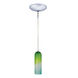 Envisage VI 1 Light 4 inch Chrome Mini Pendant Ceiling Light in Grooved Blue Green