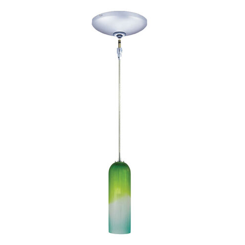 Envisage VI 1 Light 4 inch Chrome Mini Pendant Ceiling Light in Grooved Blue Green